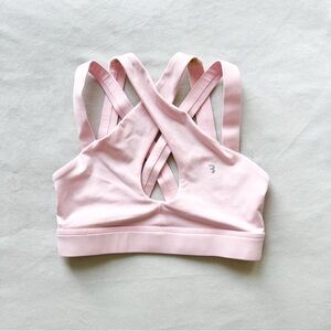 Light Pink Strappy Criss-Cross Sports Bra with Wide Supportive Band